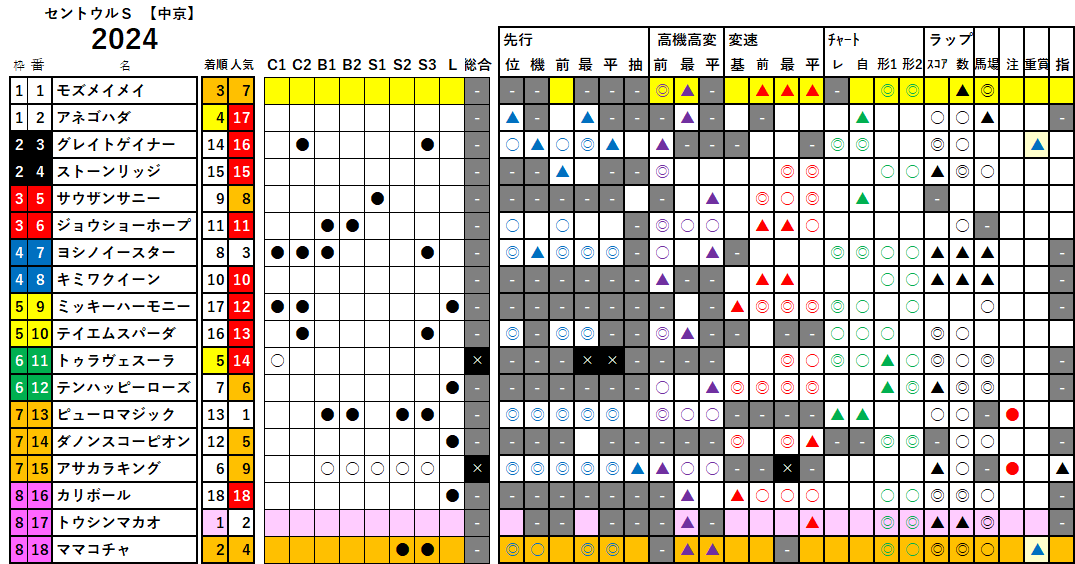 セントウルＳ　検証データ　2024